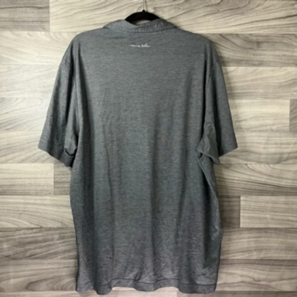 Travis Mathew Mens Golf Polo‎ Shirt Gray Short Sleeve Split Hem Collar Button XL